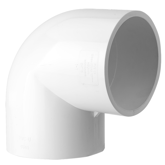 Holman 125mm 90° White PVC Pressure Elbow