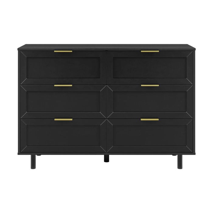 Design Square Sky Wooden Dresser Chest Of 6-Drawers Storage Cabinet Black