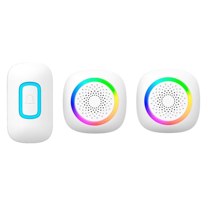 Arlec 200m White Wireless Dual Plug-In RGB Door Chime With Push Button