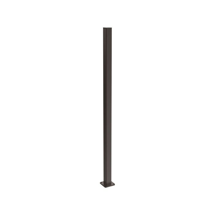 ProtectorAl 50 x 50 x 1000mm H Satin Black Aluminium Garden Flanged Fence Post with Cap