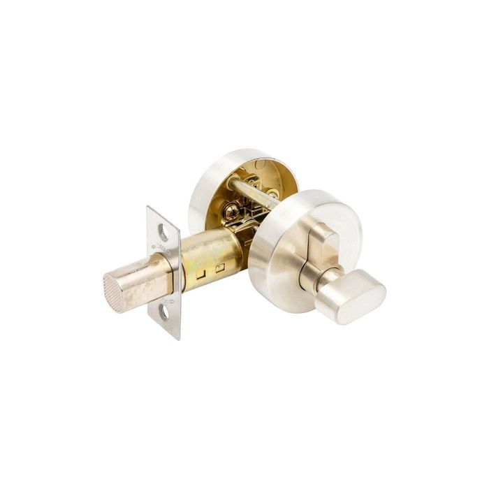 Zanda 54mm Diameter Brushed Nickel Round Slimline Deadbolt, Double Cylinder (Key/Turn)