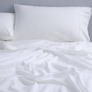 Canningvale Queen Bed Fitted Sheet Set Vintage Softwash Cotton White