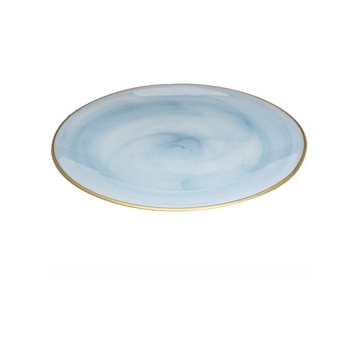 Ismay Round 21cm Glass Plate Food Dish Serving Tableware - Blue