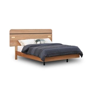 Loyal Queen Bed  - round upper corner with light and USB cable