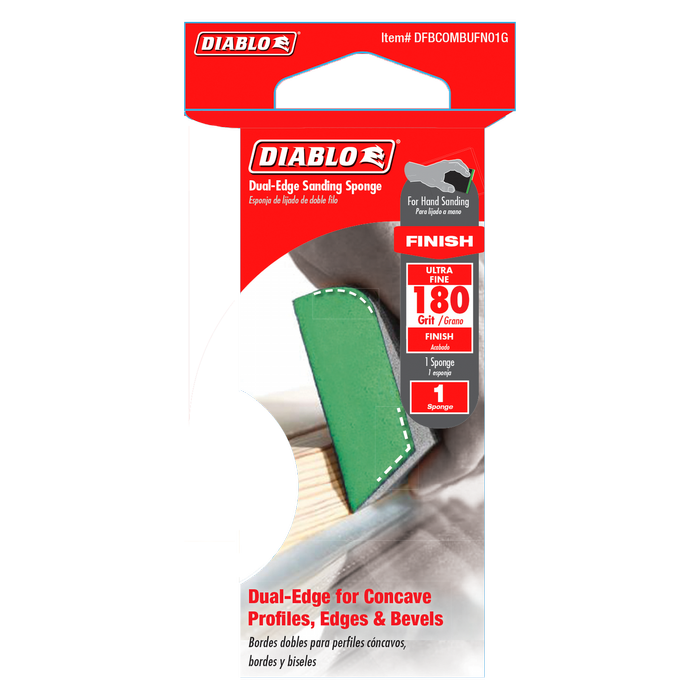 Diablo 180 Grit Dual Edge Finish Sanding Sponge - 1 Pack