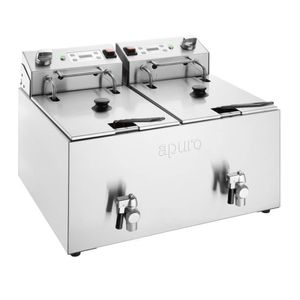 Apuro Double Electric Fryer with Timer - 2x8Ltr - 2x2.9kW