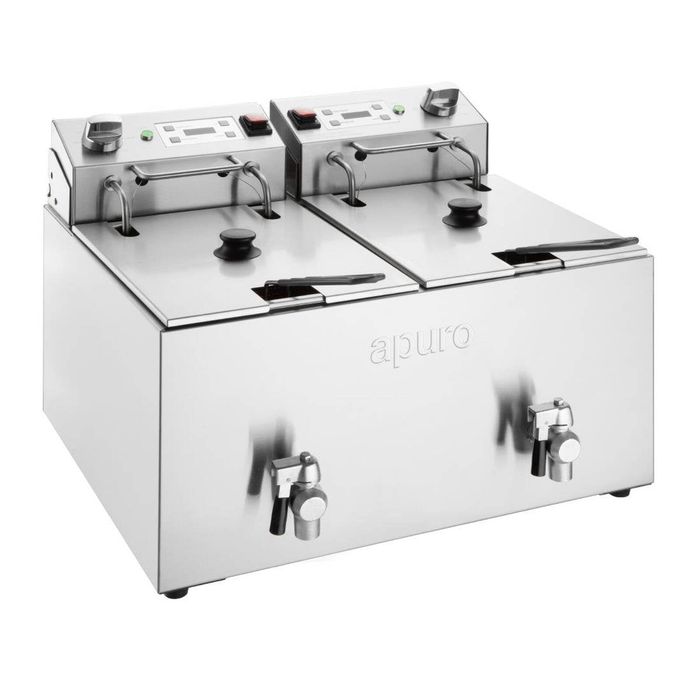 Apuro Double Electric Fryer with Timer - 2x8Ltr - 2x2.9kW