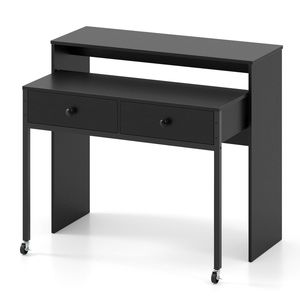 Costway Extendable Writing Desk Console Table Study Workstation Rustic Black
