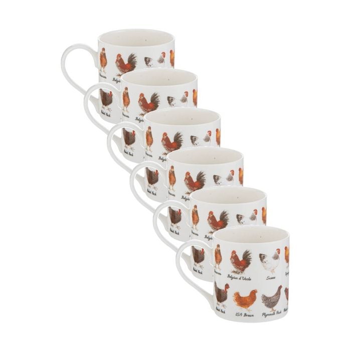 6x Ashdene Best In Breed Farm Drinking Mug Cup Chicken Animal Art