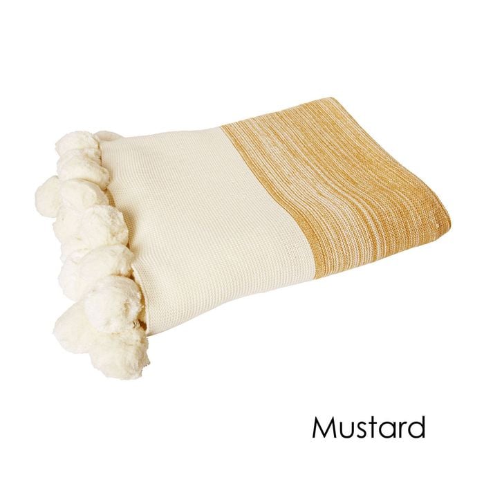 J.Elliot Calgary 100% Cotton Throw Rug Mustard