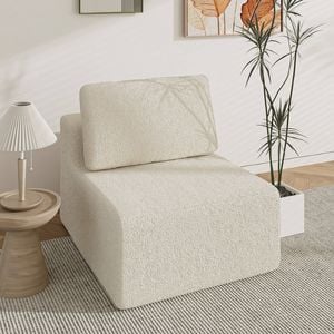 Advwin Armless Sofa Chair Chenille Compressed Sofa Modular Lazy Couch Beige
