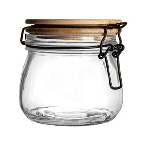 Argon Tableware Airtight Storage Jar with Wooden Lid - Round - 500ml