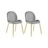Costway 2x Velvet Office Chair Wood Padded Armchair, Grey