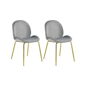 Costway 2x Velvet Office Chair Wood Padded Armchair, Grey