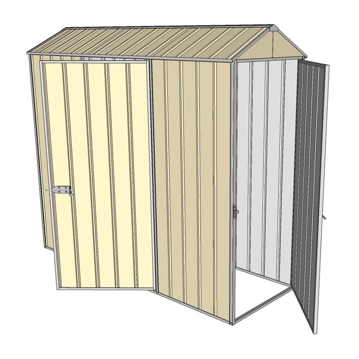 Build-a-Shed 0.8 x 2.3 x 2.1m Gable Single Hinged Door Shed with Single Hinged Side Door - Cream