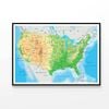 Detailed USA Physical Map  Print 100% Australian Made 120x90cm  (Poster)