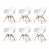 Foret Mid-century Kids Plastic Armchair Natural Wood Legs White Set Of 6