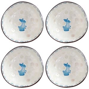 4PK LVD Natural Coconut Round Dish Bowl 13x6cm - Rabbit Blue