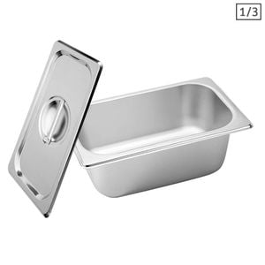 SOGA 1/3 GN Pan 10cm With Lid – Stainless Steel