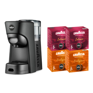Lavazza A Modo Mio Tiny Black Coffee Machine & Capsules Bundle