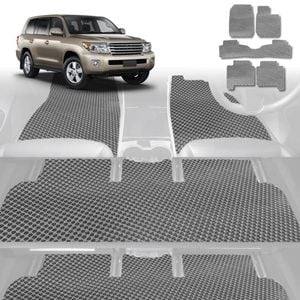 6D Diamond Car Floor Mats for Toyota LandCruiser 200 2012-2021 Sahara-Ultimate Set-Grey-Outback GT