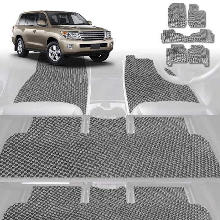6D Diamond Car Floor Mats for Toyota LandCruiser 200 2012-2021 Sahara-Ultimate Set-Grey-Outback GT