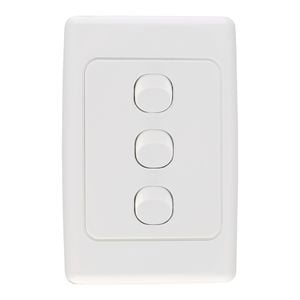 Deta White Vertical Triple Wall Switch