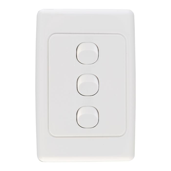 Deta White Vertical Triple Wall Switch