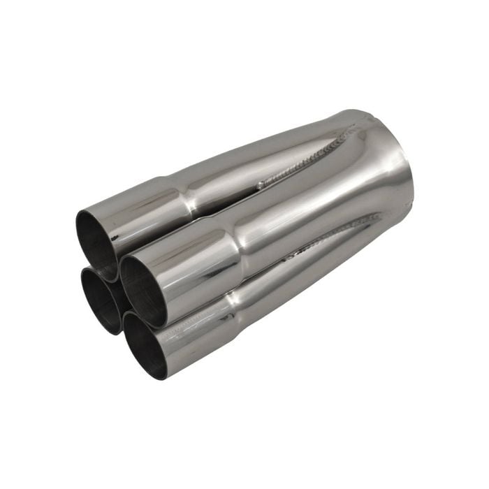 Outlaw Polished Stainless Steel 4 Into 1 Merge Collector - 4 X 1-1/2" ID, 3" Outlet, 7" Long