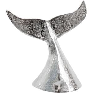LVD Large Metal Whale Tail Decorative Sculpture 10x19cm Silver Chrome