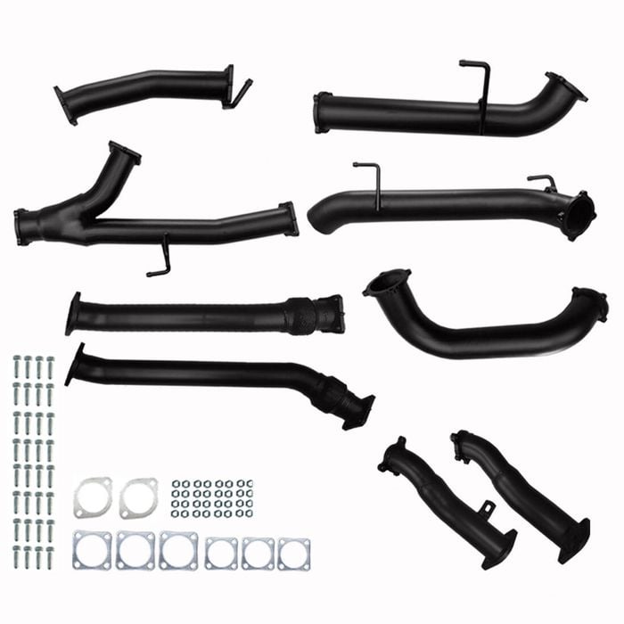 Toyota Landcruiser Exhaust 200 Series 4.5L V8 Twin 3" To Single 3.5" Turbo Back Straight Pipe Only Black Aluminised Steel