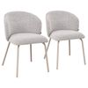 Vesper Beige Metal Frame Upholstered Dining Chair - Light Grey Fabric (Set of 2)