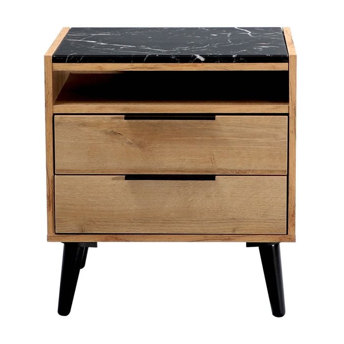 Thelma 2 Drawers Bedside Table Mango Oak