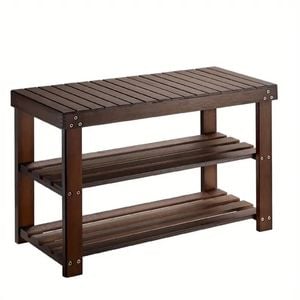 Lifebay Vintage 3-Tier Bamboo Shoe Rack - Dark Brown