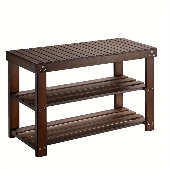 Lifebay Vintage 3-Tier Bamboo Shoe Rack - Dark Brown