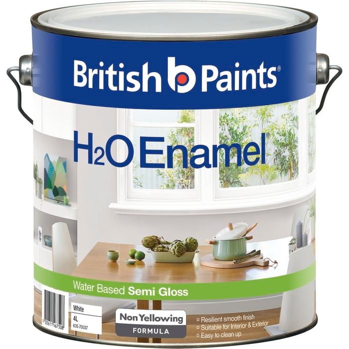 British Paints 4L White Semi Gloss H2O Enamel - 4L