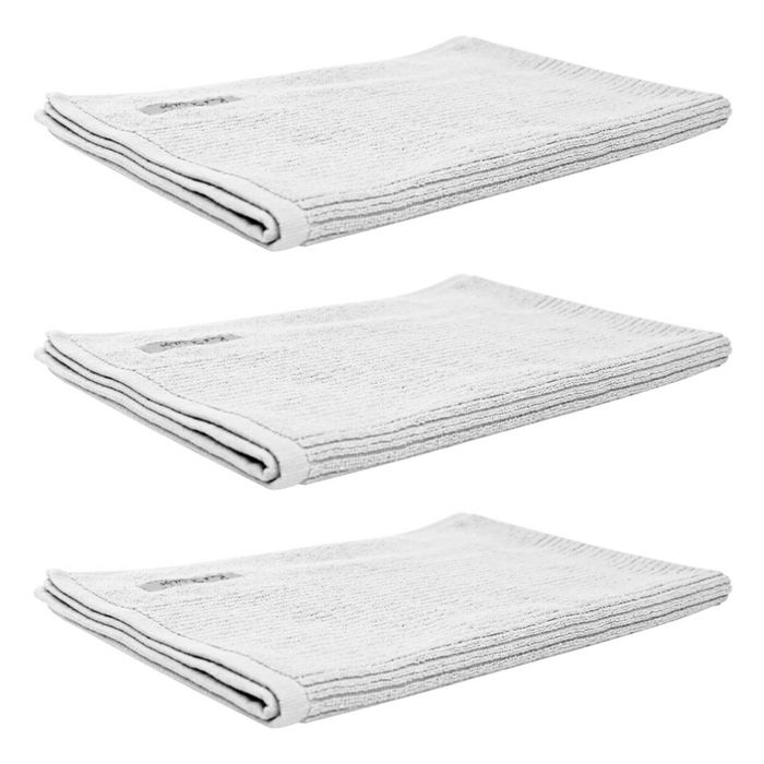 3x Bas Phillips Cairo Ribbed Towel Collection Cotton Bath Mat 78x48cm White