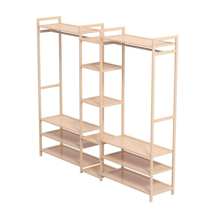 Milano Décor Multifunctional Bamboo Clothes Rack Storage Stand Organiser Oak