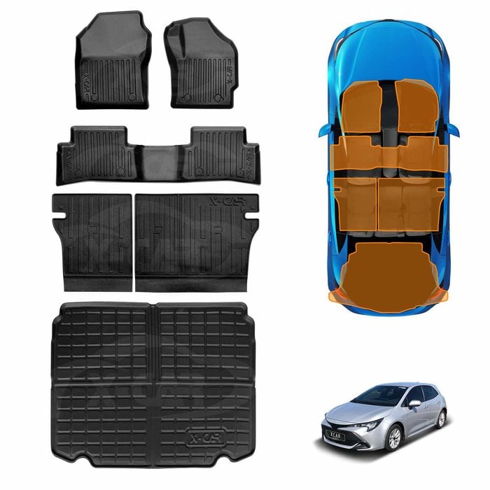 3D Floor Mats Boot Liner Set for Toyota Corolla Hatchback Auto 2018-Onwards Kick Mats Back Seat Protector