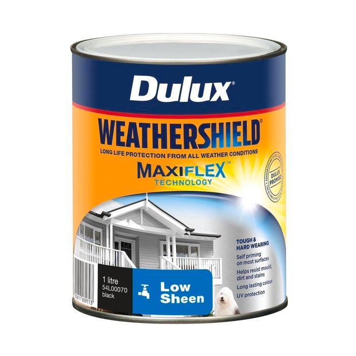 Dulux 1L Exterior Paint Weathershield Low Sheen Black
