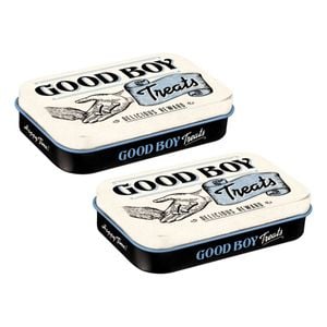 2PK Nostalgic Art Pet Treat 9.5x6cm Storage Tin Good Boy Treats