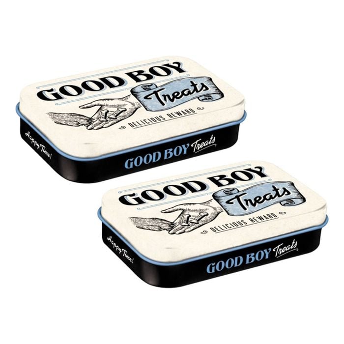 2PK Nostalgic Art Pet Treat 9.5x6cm Storage Tin Good Boy Treats