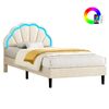 ALFORDSON Bed Frame King Single LED Adjustable Headboard Beige