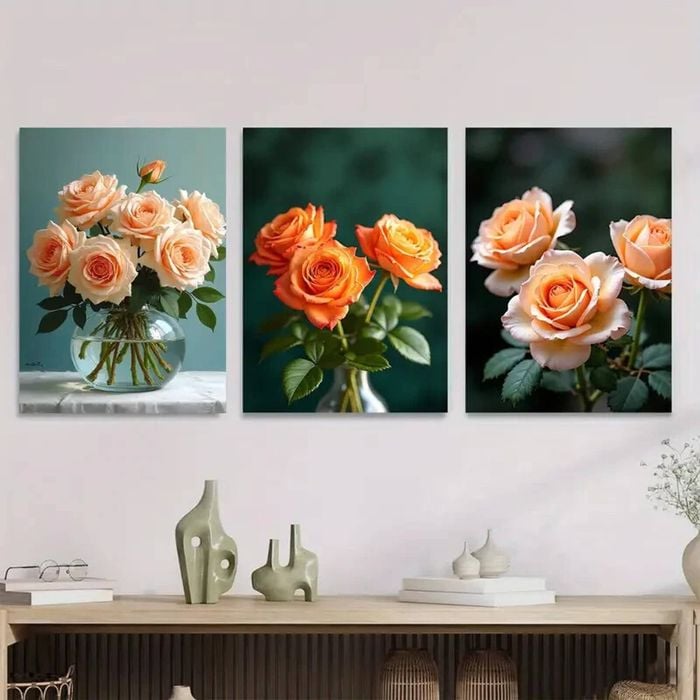3pcs Beautiful Rose Bouquet Coordinated Print 100% Australian Made 3 x 40x60cm (Metal Print)