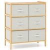 Costway 3-tier Storage Cabinet W/2 Fabric Drawer Bamboo Frame