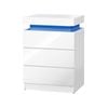 Oikiture Bedside Table RGB LED Nightstand Cabinet 3 Drawers White