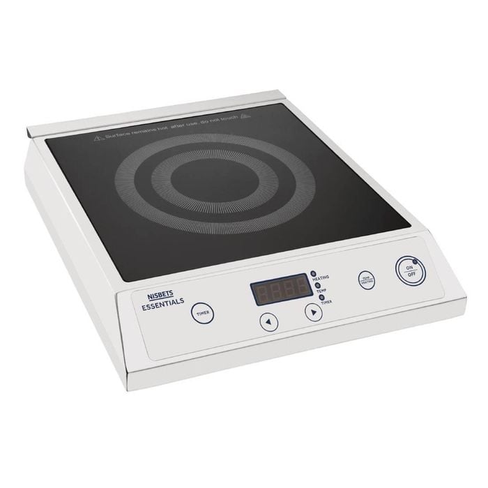 Nisbets Essentials Single Induction Hob Essentials Range 2.7kw 83x320x368mm Portable Commercial Kitchen Cooking Equipment