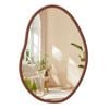 P&P Brown Wood Asymmetrical Wall Mirror Small