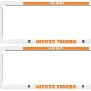 NRL Car Number Plate Frame - Set Of Two - West Tigers - Front/Back