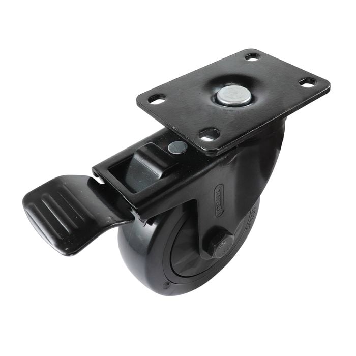 Easyroll 100mm Black PVC Swivel Castor With Brake